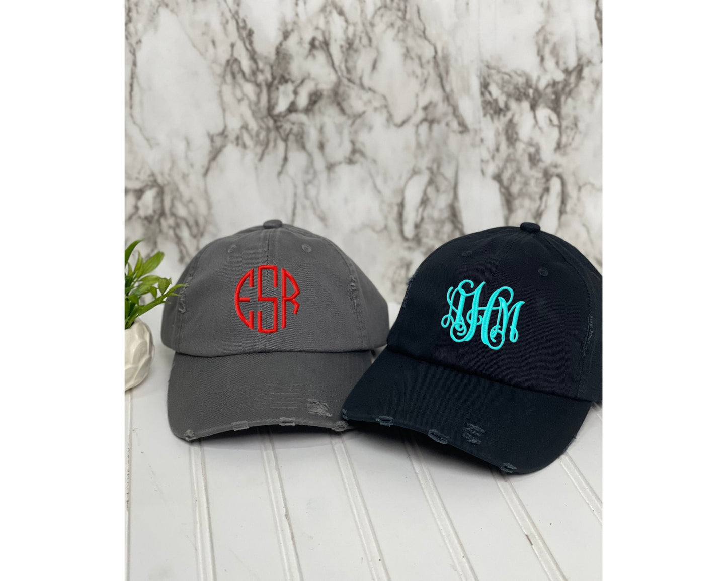 Monogrammed Distressed Baseball Hat