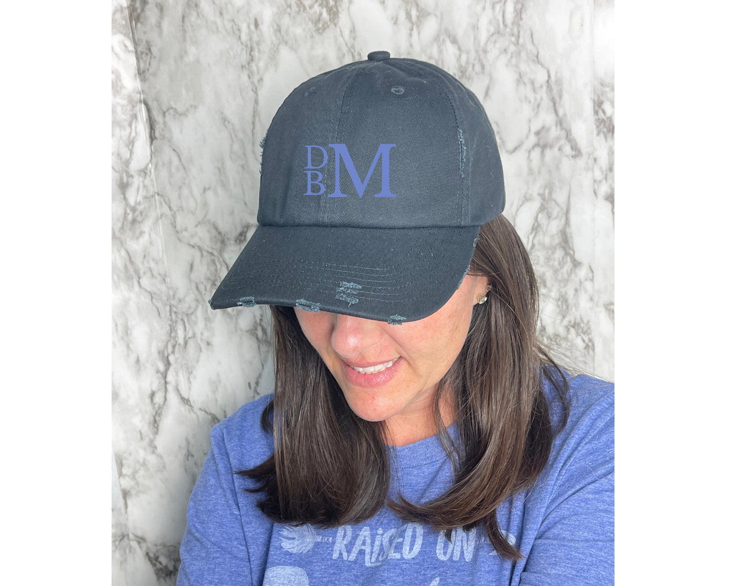 Monogrammed Distressed Baseball Hat