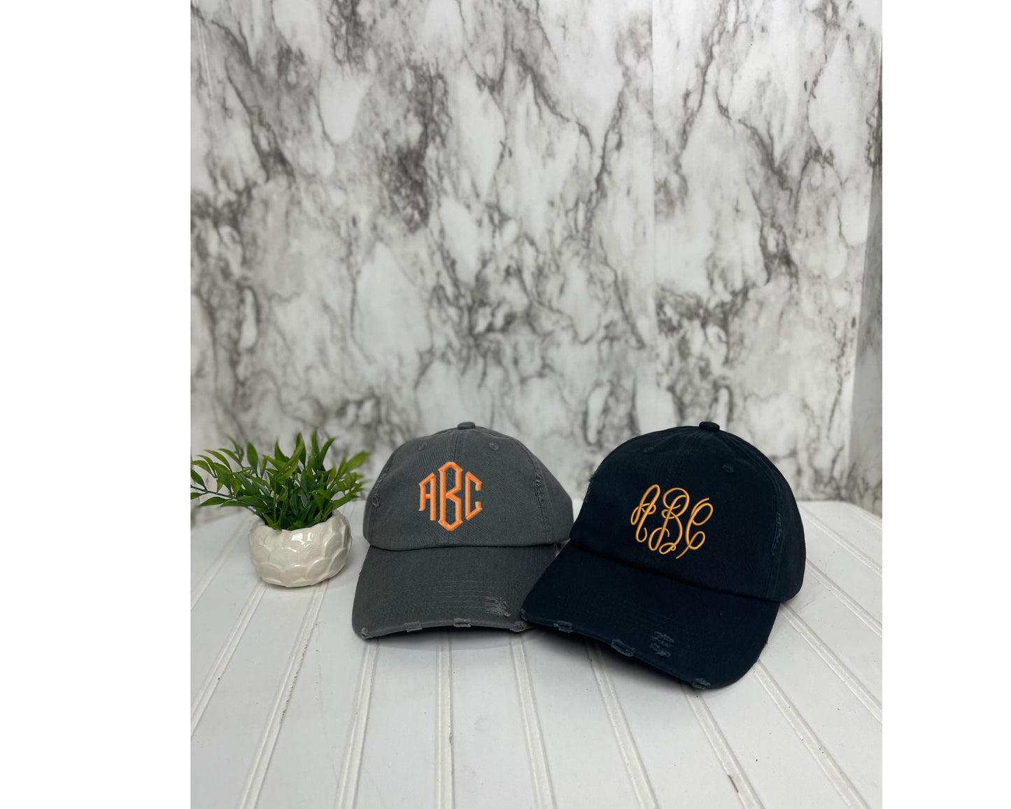 Monogrammed Distressed Baseball Hat