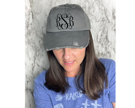 Monogrammed Distressed Baseball Hat