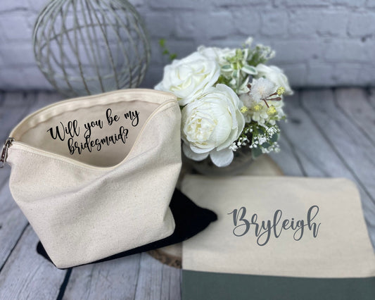 Bridesmaid Proposal Bags| Bridesmaid Make-up Bags| Personalized Cosmetic Bags