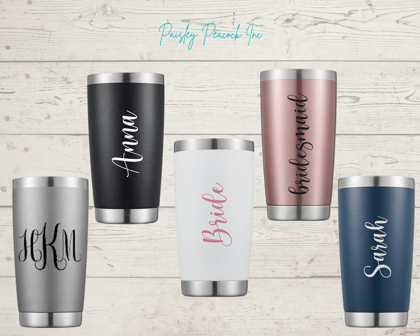 20 oz. Stainless Steel Tumbler with Lid| Bridal Party Tumblers| Personalized Tumblers| Bridal Party Gifts| FREE GIFT with EACH cup purchased