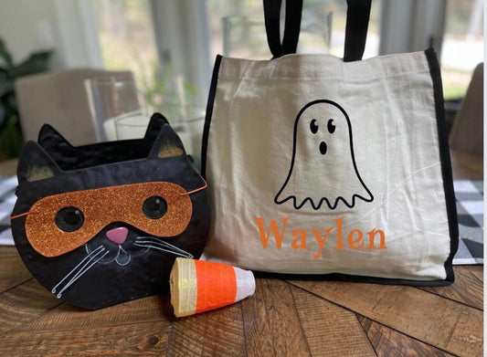 Personalized Halloween Tote bag|Personalized Trick or Treat Bag| Custom Halloween Bag| Custom Candy Bag