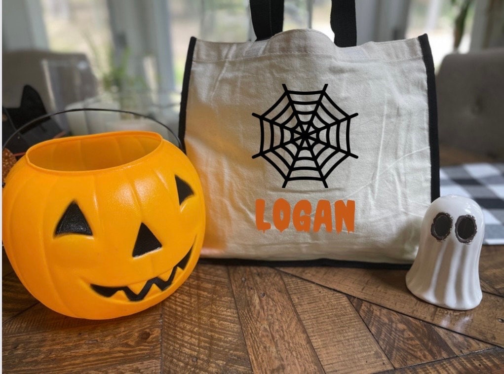 Personalized Halloween Tote bag|Personalized Trick or Treat Bag| Custom Halloween Bag| Custom Candy Bag