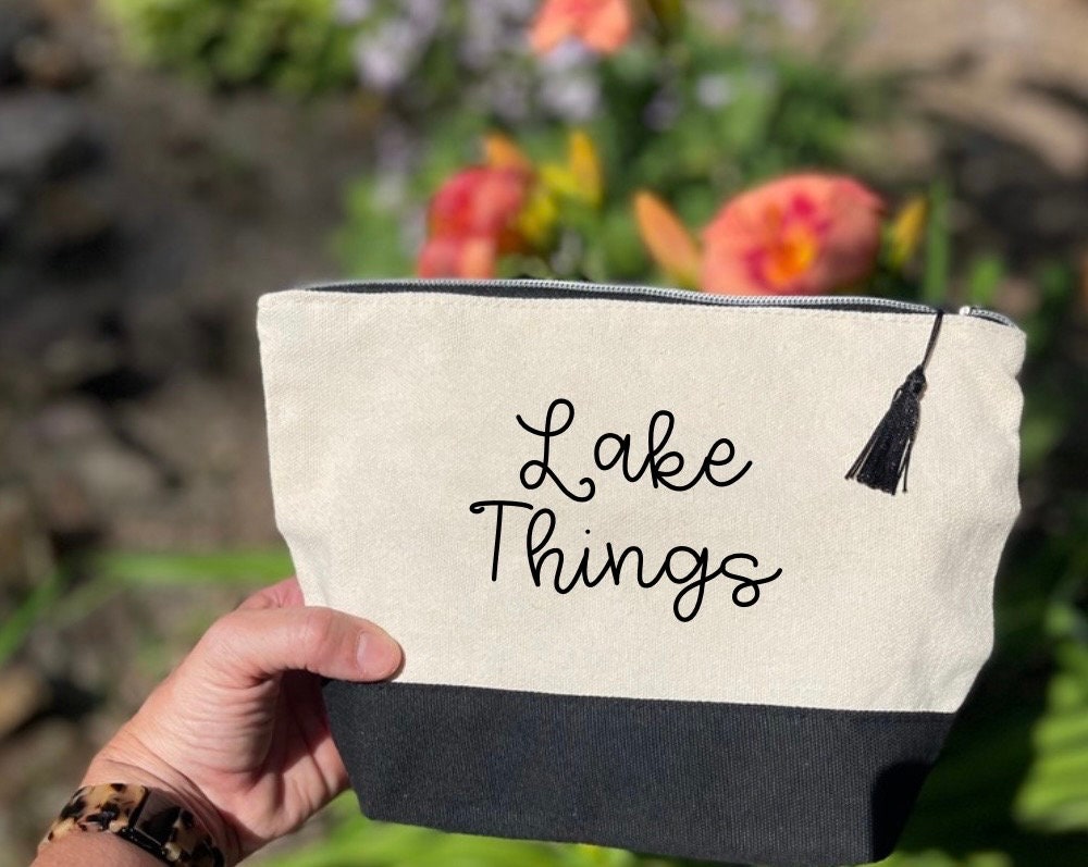 Lake Things Tote bag with matching cosmetic bag| Tote and Make-up Bags| Personalized Cosmetic Bags| Lake tote set| Lake bags