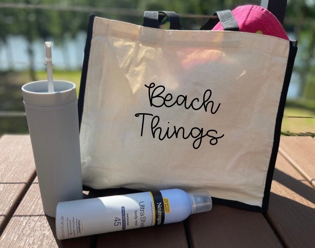 Beach Things Tote bag with matching cosmetic bag| Tote and Make-up Bags| Personalized Cosmetic Bags| Beach tote set| Beach bags