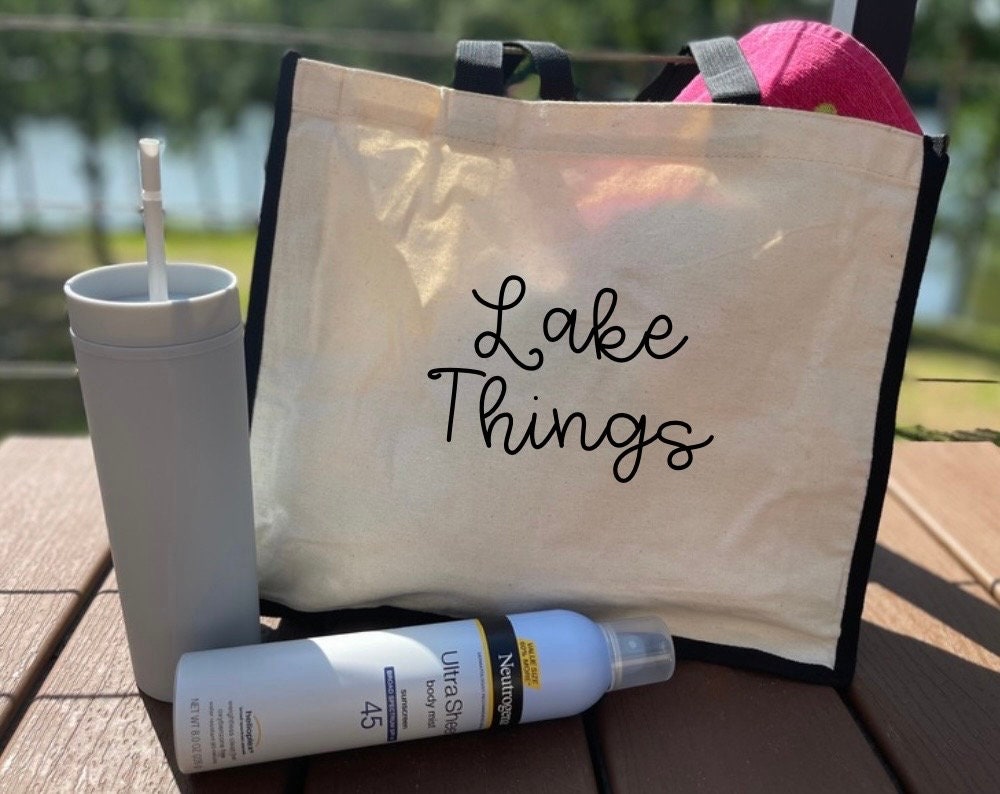 Lake Things Tote bag with matching cosmetic bag| Tote and Make-up Bags| Personalized Cosmetic Bags| Lake tote set| Lake bags